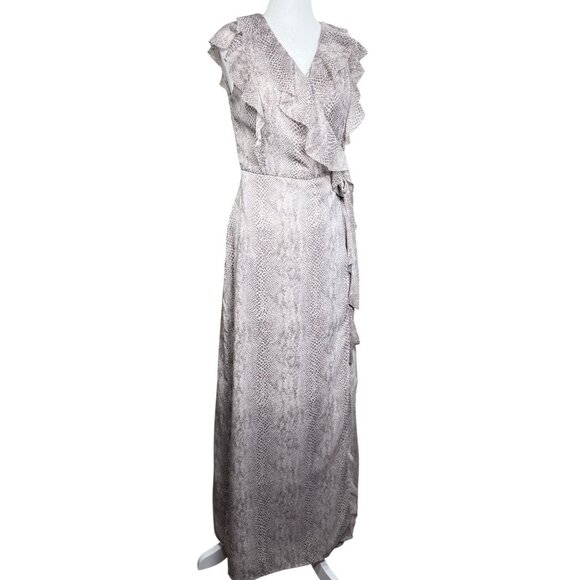 NEW Banana Republic Size 2 W Animal Print Chiffon Ruffle Sleeveless Wrap Maxi - Picture 2 of 16